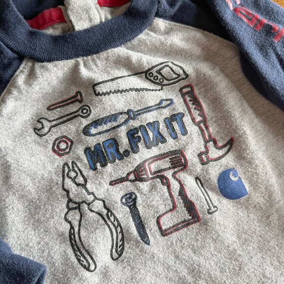 Carhartt "Mr. Fix It" baseball sleeves onesie 9m - Picture 2 of 7